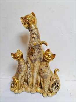 Кошка золото 3шт статуэтка  ― ИГРУШКИ И СУВЕНИРЫ ОПТОМ В НОВОСИБИРСКЕ