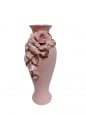 ваза Кокетка розовая лепка
